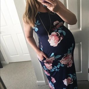 Navy Floral Razorback Maxi Dress